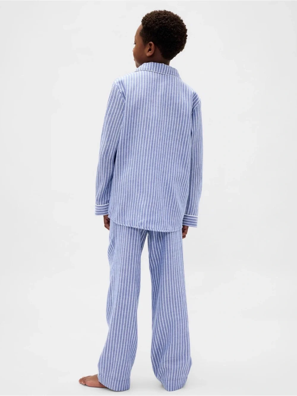NWT Gap Kids Recycled Flannel PJ Blue Pinstripe Set Sz 14.